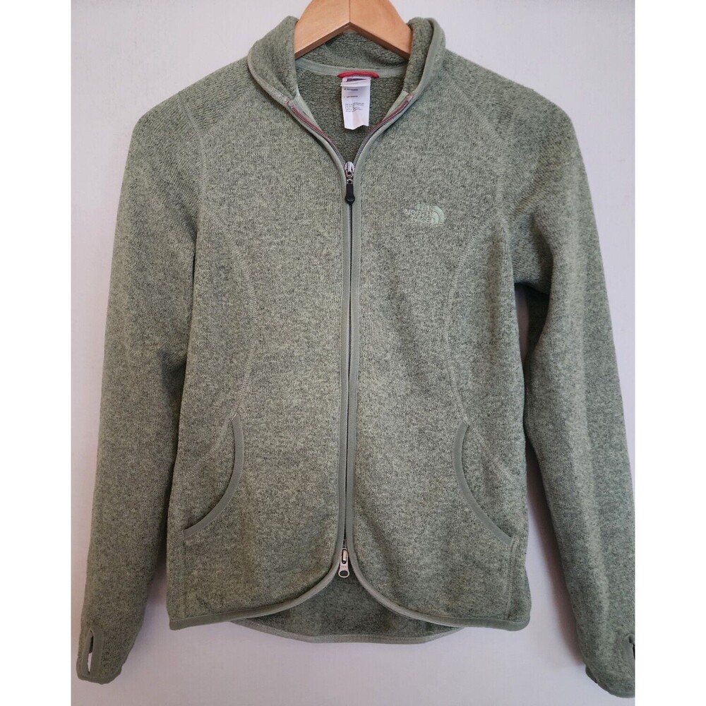 The North Face Women's Size Medium Green Full Zip Up Fleece Sweatshirt with Logo